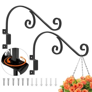 Swivel Plant Hangers Outdoor - 2 Pack 16 Inch Hanging Plant Hooks, Iron Bird ... - Picture 1 of 9