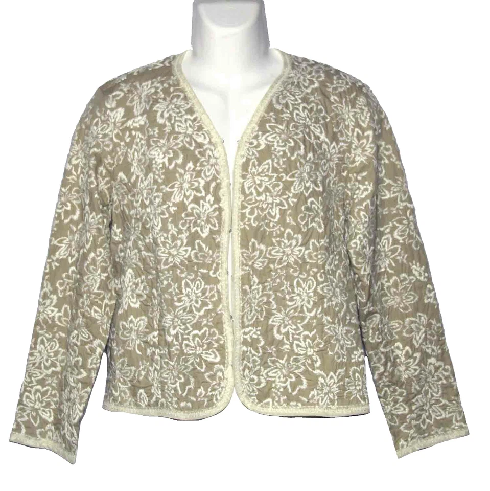 Chaqueta Chico's Nure Letitia Beige Khaki Floral Talla 1 para mujer Foto 1 de 4