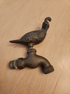 Vintage Messing Figur Wachtel Vogel Außen Schlauch Wasserhahn Zapfen Landhaus Garten Deko - Bild 1 von 2