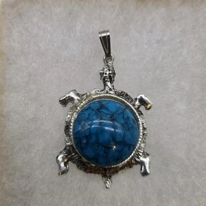 Colgante Tortuga Azul Teal Vintage Suroeste Tono Plata Boho - Imagen 1 de 7