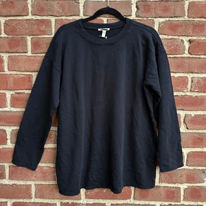 Eileen Fisher $168 Organic Cotton Hemp Crew Neck Boxy Tunic black XXS - Picture 1 of 7