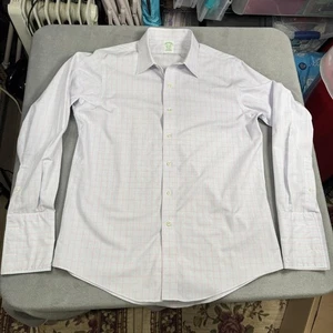 Brooks Brothers Dress Shirt Mens 16.5 34 White Tattersall Cotton French Cuffs - Picture 1 of 5