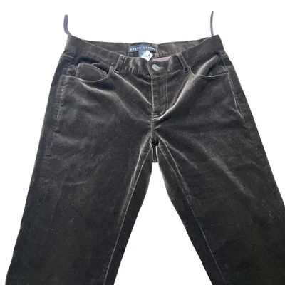 Ralph Lauren Black Label Pants Womens Size 4 (28x32) Brown Velvet Straight Leg - Image 1 of 4