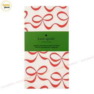 Set 4 Kate Spade Baumwolle Abendessen Servietten rote Schleifen auf weiß elegant Weihnachten 19 Zoll - Bild 1 von 6