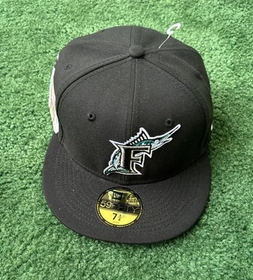 Florida Marlins Cloud Icon black New Era 59fifty fitted cap hat Size 7 1/4 - Image 1 of 4
