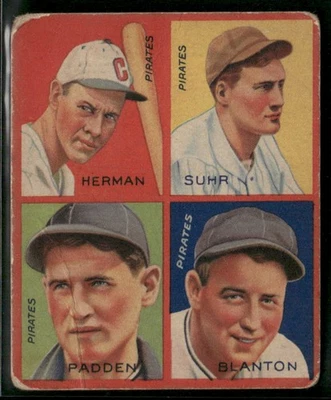 Goudey 1935 4 en 1 (R321) #8K Herman / Suhr / Padden / Blanton FR/GD Foto 1 de 2