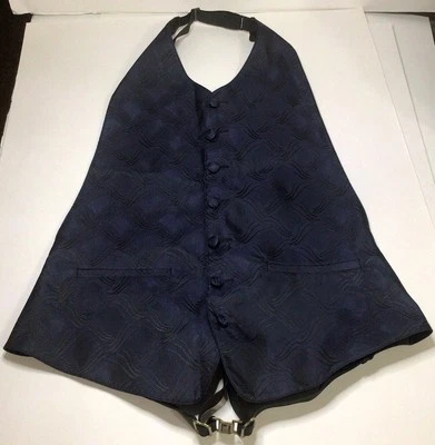 Brandon Michael Tuxedo Tux Open Back Vest Abstract Blue Black One Size Fits All - Image 1 of 4