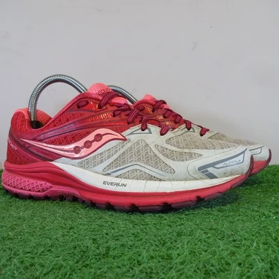 Saucony Trainers Size 5 Womens Pink White Ride 9 EverRun Comfort Running Shoes - Image 1 of 4