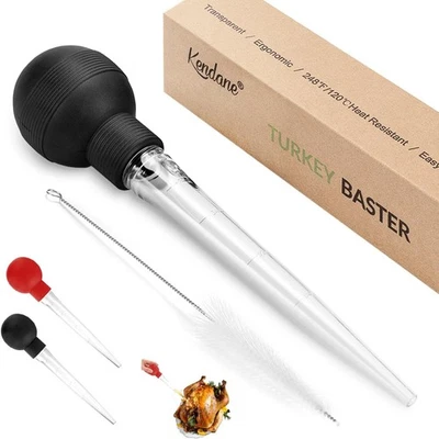 Turkey Baster with Cleaning Brush Food Grade Bulb BBQ Baking Cooking Tool - Image 1 of 4