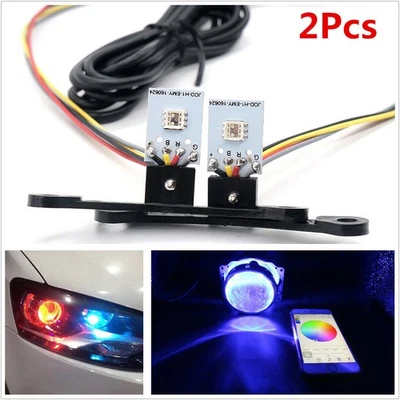 2x RGB LED Light Devil Demon Eyes Bulbs Bluetooth APP Control Headlight Retrofit - Image 1 of 4