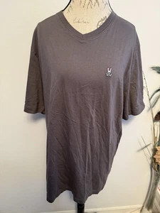 Psycho Bunny Shirt Mens XL Tall Gray V Neck Short Sleeve Casual Lightweight - Picture 1 of 7