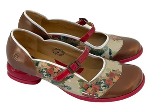 John Fluevog Fellowship Sandra Rounded Toe Mary Jane Shoes US~8-8.5 Floral Retro - Picture 1 of 17