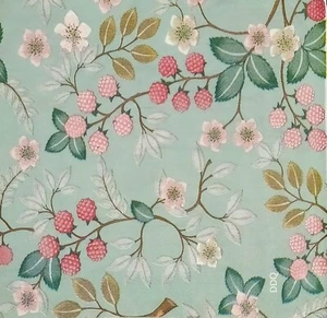R067# 3 x Single Paper Napkins For Decoupage Raspberry Twig And Flowers Pattern - Picture 1 of 8