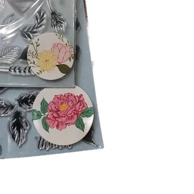 Juego de estampillas acrílicas de CA estampillas florales y peonías de constructor pensando en ti gracias Foto 1 de 4