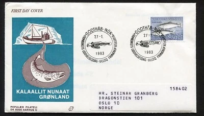 Greenland FDC PF Cachet 1983.01.27. Salmon 50 kroner Fish Single Stamp Z4140 - Image 1 of 2
