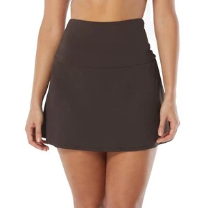 COCO REEF Soar High Waisted Swim Skirt Tummy Control Swimsuit Bottom Brown S - Picture 1 of 5