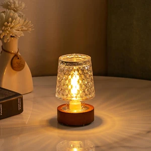 Mini Battery Lamp Vintage Night Light Cordless Glass Bedside Sleep Light Timer - Picture 1 of 12
