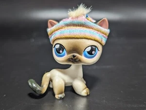 Littlest Pet Shop #5 Gris Blanco Cabello Corto Gato Siamés Ojos Azules Transparente LPS - Imagen 1 de 8