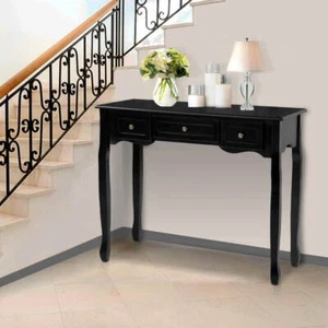 Artiss Console Table 3 Drawers Black Hamptons - Picture 1 of 8
