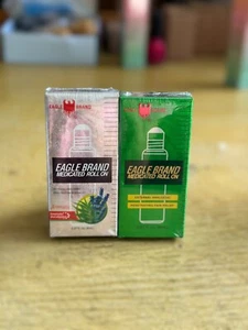 1 pair Eagle Brand Medicated Oil Roll On 8ml Bottle 2 pcs (Dau xanh + Dau trang) - Picture 1 of 1