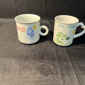 2 Pc Vintage Care Bears "Hello, World!" & “Fill Your Day With Something Happy!” - Picture 1 of 7