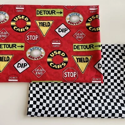 Paquete de restos de tela de algodón Little Hot Rod RL Studio SSI a cuadros y señales de tráfico Foto 1 de 3
