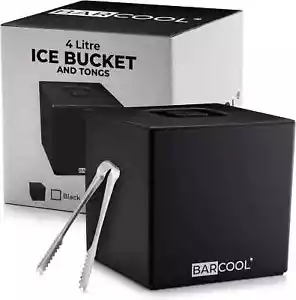Barcool Ice Bucket with Lid and Ice Tongs | 4 Litre | Square & Double Walled In - Picture 1 of 6
