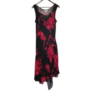 Vestido De Colección Dressbarn Cuentas Floral Dobladillo Asimétrico Negro Rojo Capricho Talla XL - Imagen 1 de 16