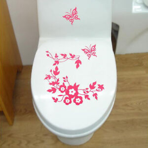 Funny Novelty Butterfly&Flower Toilet Sticker on the Wall Home Decoration L
