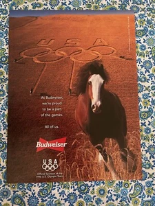 Vintage 1996 Budweiser Beer Print Ad U.S.A. Olympic Symbol - Picture 1 of 7