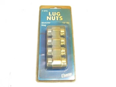NOS! (4) CHAMP CHROME MODULAR MAG LUG NUTS, 1/2" RH, No. 7-375 - Image 1 of 3