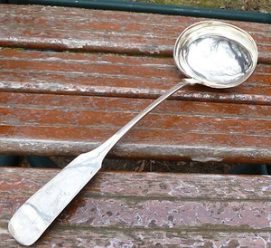 13 Inch Large Punch Ladle Fiddle Tipped 12 Loth Silver Hanover - Picture 1 of 10