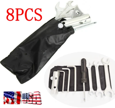 8 Pcs Motorcycle Spark Plug Spanner Wrench Socket Screwdriver Tool Kit Universal - Image 1 of 4