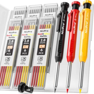 Mechanical Carpenter Pencils Set with 39 Marker RefillsDeep Hole Marker Const - Picture 1 of 8