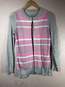 Exclusively Misook Petite Long Sleeve Open Cardigan Gray Pink White Size XS