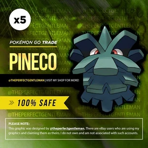 x5 Pineco Pokemon #204 GO Gen 2 Johto - Picture 1 of 4