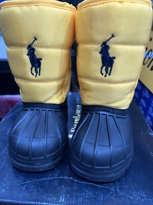 Polo Ralph Lauren Preescolar Juegos de Invierno Ez Botas Climáticas Amarillas Talla 4 - NUEVAS Foto 1 de 4