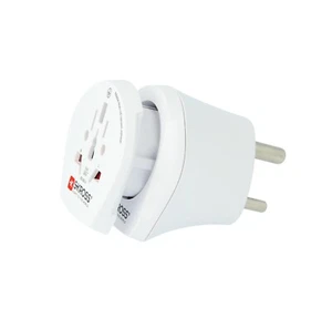 Adaptateur de voyage Skross World vers Inde blanc 2-3 pôles 100V-250V - Photo 1 sur 4