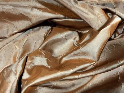 Taffeta Woven Dress Fabric, Per Metre - pressed leaf design - 2 tone caramel - Image 1 of 3