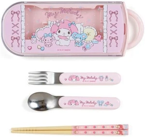 Sanrio My Melody Lunch Torio Set Spoon Fork Chopsticks My Melody - Picture 1 of 9