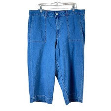ELOQUII womens plus size 22 light wash high rise wide leg cropped denim jeans