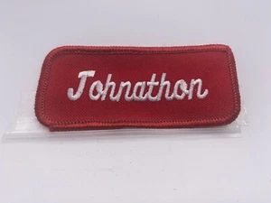 JOHNATHAN  USED EMBROIDERED VINTAGE SEW ON NAME PATCH TAGS ASSORTED COLORS - Picture 1 of 3