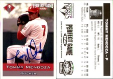 Tommy Mendoza Signed 2006 Perfect Game Cedar Rapids Kernels #9 Card Auto
