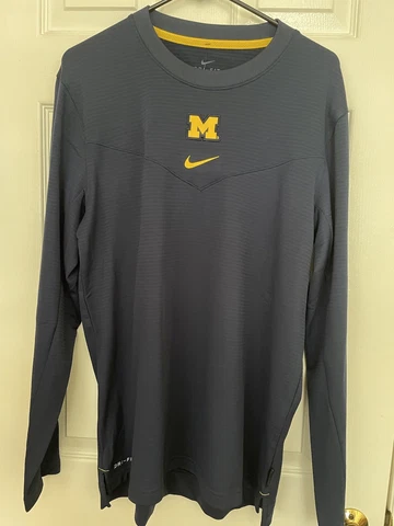 Michigan Wolverines Men’s M Official On Field Apparel Long Sleeve Shirt Blue New Cover