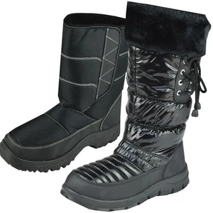 Stiefel Damen Herren Winterschuhe Schneeschuhe Boots schwarz schlicht gefüttert - Bild 1 von 3