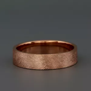 14K Rose Gold Rough Brushed Rustic Men Wedding Band | 3mm 4mm 5mm 6mm 7mm 8mm - Picture 1 of 18