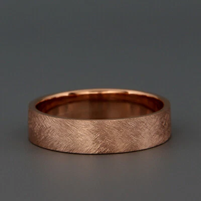 14K Rose Gold Rough Brushed Rustic Men Wedding Band | 3mm 4mm 5mm 6mm 7mm 8mm - Image 1 of 4