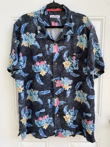 Tommy Bahama Floral Camp Shirt Mens 2XL 100% Silk Hawaiian Pocket Wood Buttons - Picture 1 of 13
