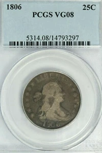 1806 Draped Bust Quarter : PCGS VG08 - Picture 1 of 4