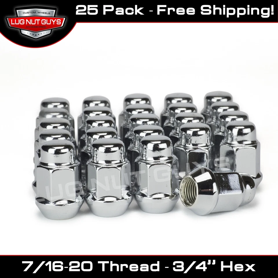 25 tuercas cromadas abultamiento bellota 7/16-20 Chevrolet Buick Pontiac Oldsmobile Foto 1 de 4